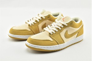 Air Jordan 1 Low Corduroy Suede Yellow Beige White AJ1 Womens And Mens Shoes DH7820 700 