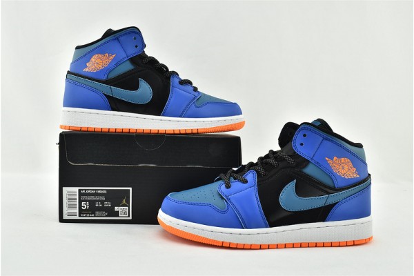 Air Jordan 1 Mid Racer Blue Big Kids Sneaker Style AJ1 Womens Shoes 554725 440