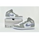 Air Jordan 1 Mid White Grey Blue Shoes AJ1 Womens And Mens Shoes BQ6472 105