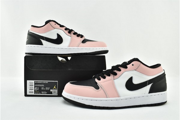 Air Jordan 1 Retro Low GS Light Arctic Pink Womens White Black Shoes 554723 601