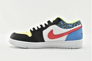 Air Jordan 1 Womens And Mens Low Funky Patterns Black Light Fusion Red White Coast DH5927 006 