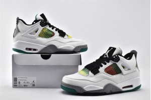 Air Jordan 4 Rasta White University Red Lucid Green Black Shoes AQ9129 100 