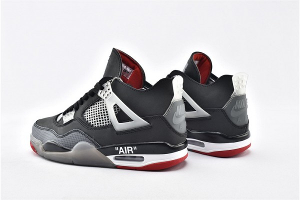 Air Jordan 4 Retro Black Grey Womens And Mens AJ4 Running Shoes AQ9129 019