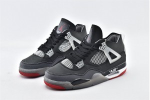 Air Jordan 4 Retro Black Grey Womens And Mens AJ4 Running Shoes AQ9129 019 