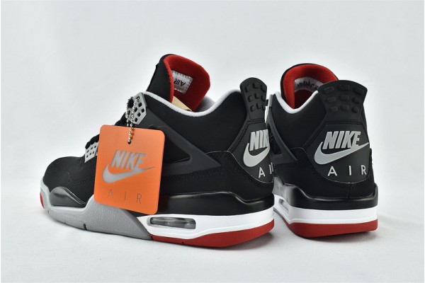 Air Jordan 4 Retro Bred OG Black Red Cement Grey Womens And Mens AJ4 Shoes 308497 060