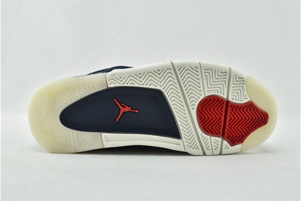 Air Jordan 4 Retro Sashiko Deep Ocean Fire Red Sail Sneakers Womens And Mens Shoes CW0898 400