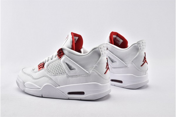 Air Jordan 4 Retro White University Red Metallic Silver AJ4 Mens Shoes CT8527 112