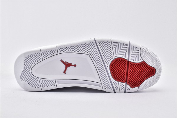 Air Jordan 4 Retro White University Red Metallic Silver AJ4 Mens Shoes CT8527 112