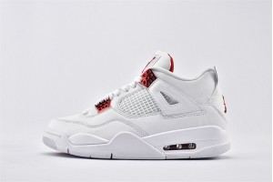Air Jordan 4 Retro White University Red Metallic Silver AJ4 Mens Shoes CT8527 112 
