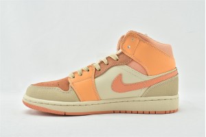 Air Jordan 1 Mid Apricot Orange Features DH4270 800 Womens And Mens Shoes  