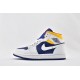 Air Jordan 1 Mid Blue White Yellow 554724 131 Womens And Mens Shoes