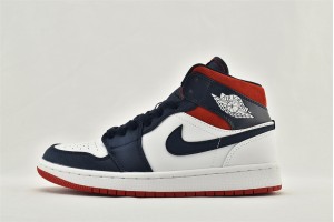Air Jordan 1 Mid SE USA White Navy Blue University Red 852542 104 Womens And Mens Shoes  