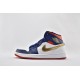 Air Jordan 1 MID SE White Blue Red USA Grade School Youth BQ6931 104 Womens And Mens Shoes