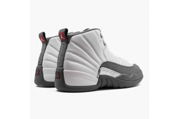 Air Jordan 12 Retro White Dark Grey Men Jordan Sneakers 130690-160