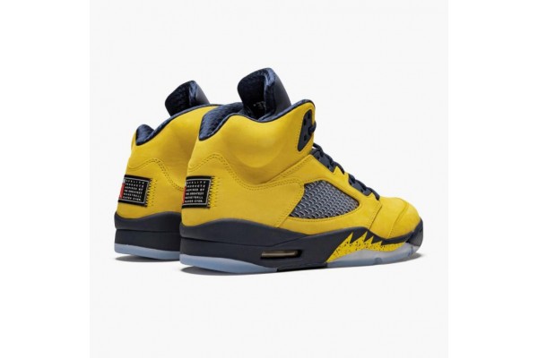 Air Jordan 5 Retro Michigan 2019 AmarilloCollege Navy Women/Men Jordan Sneakers CQ9541-704