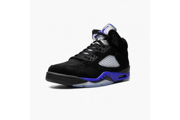 Air Jordan 5 Retro Racer Blue With Black Blue Women/Men Jordan Sneakers CT4838-004