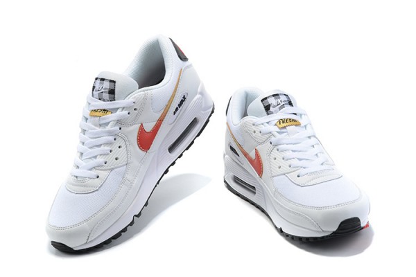 Nike Air Max 90 (M) White and Red Sneakers