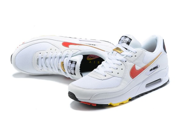 Nike Air Max 90 (M) White and Red Sneakers